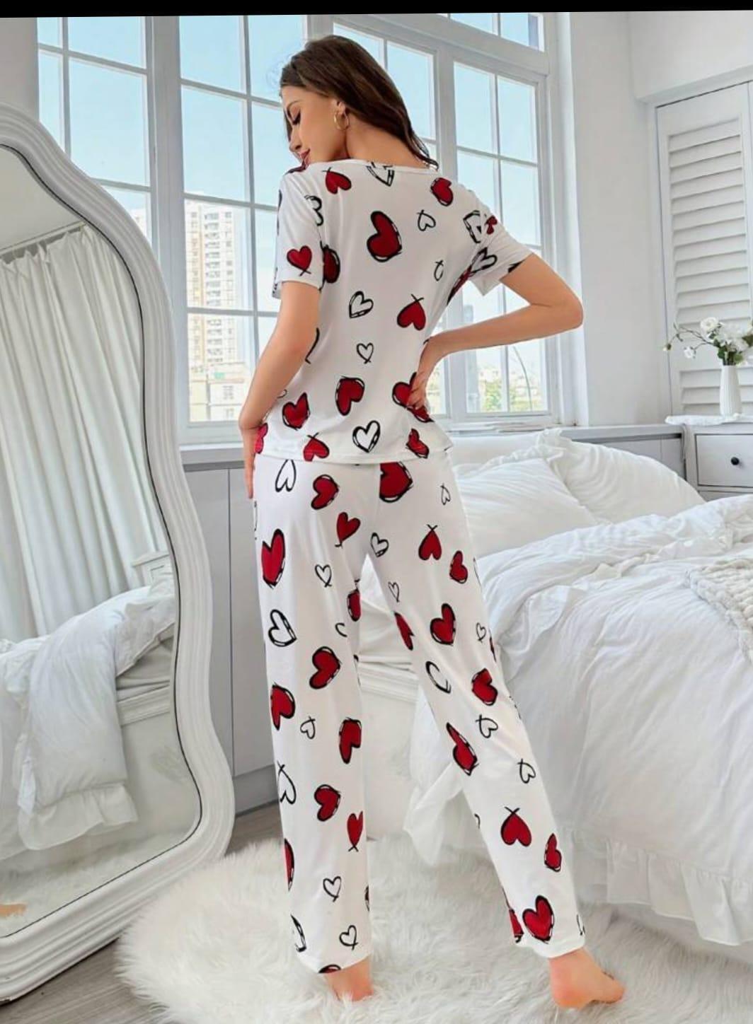 2 Pcs Jersey Printed Night Suit