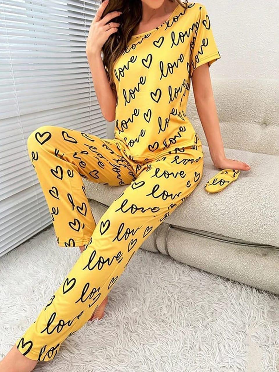 2 Pcs Jersey Printed Night Suit