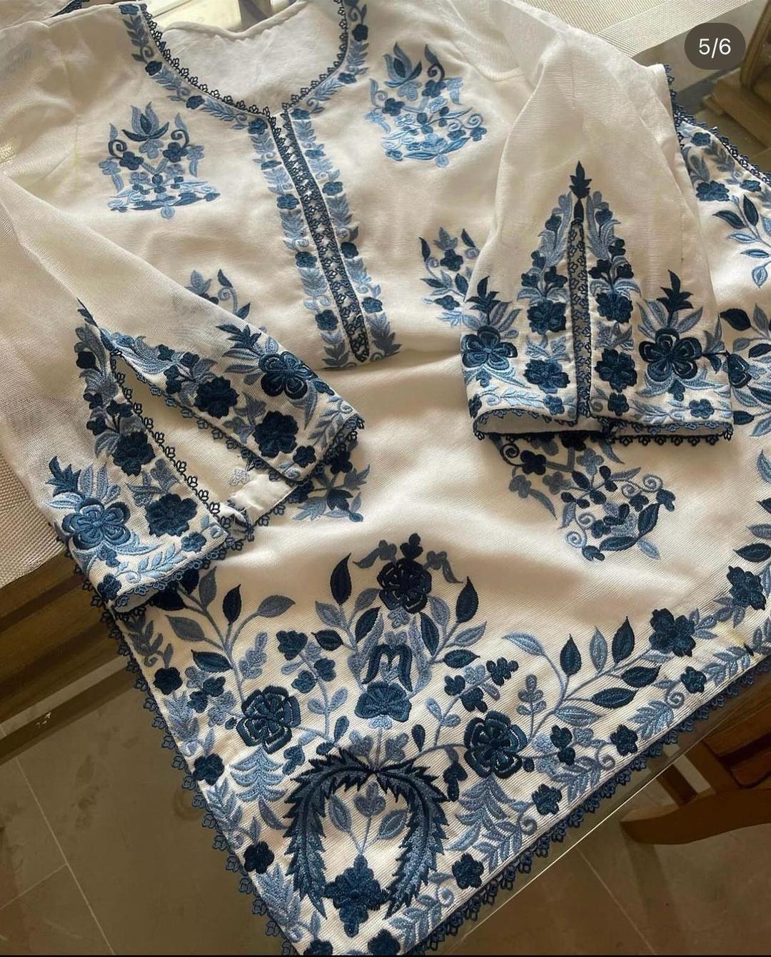 2 Pcs Stitched Khaadi Net Embroidered