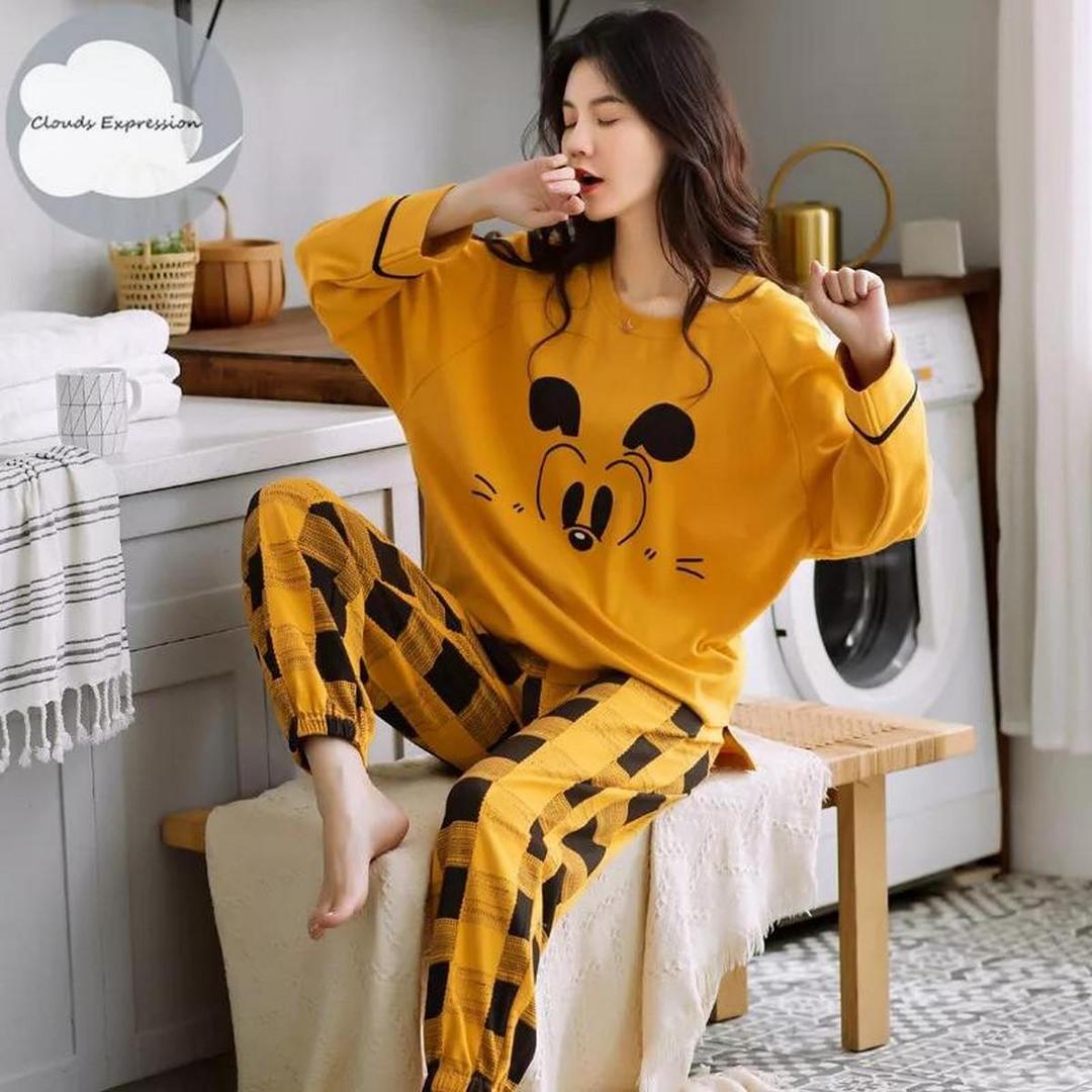 2 Pcs Women's Stitched Cotton Jersey Printed Night Suit