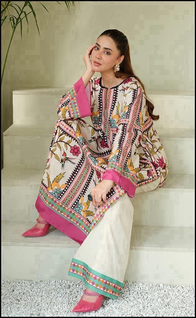 3-Pcs Unstitched Digital Silk Suit