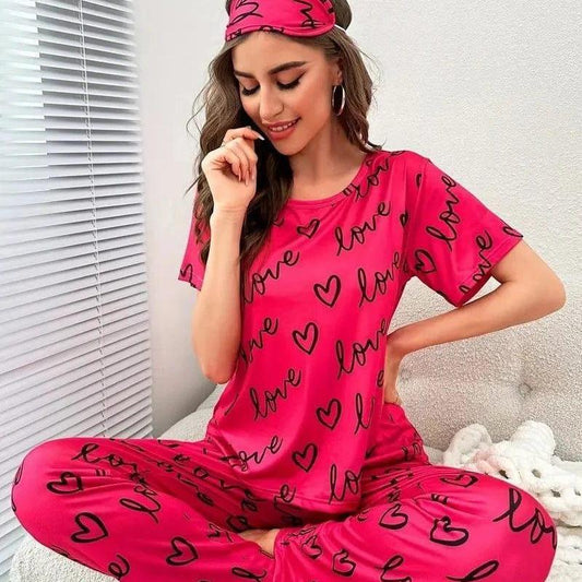 2 Pcs Jersey Printed Night Suit