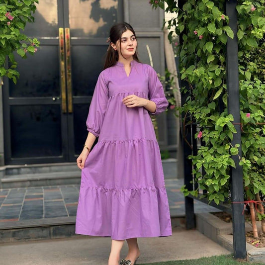 1 Pc Stitched Cotton Purple Dress