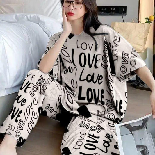 2 Pcs Cotton Jersey Night Suit